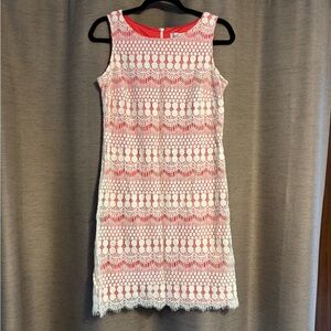 Eliza J Pink and White Lace Mini Dress